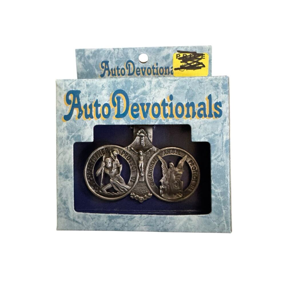 St. Christopher Guardian Auto Protection Devotionals Sun Visor Clip Angel VTG